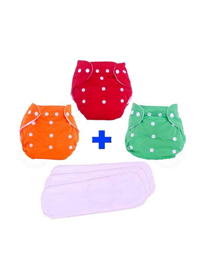 The Little Lookers Adjustable Cotton Pocket Diapers & Reusable Baby Washable Cloth Diaper Nappies With Wetfree Inserts For Babies Infants Toddlers ;Age 0 To 2 Years;Pack Of 3 (Random Colors)  - Image 1