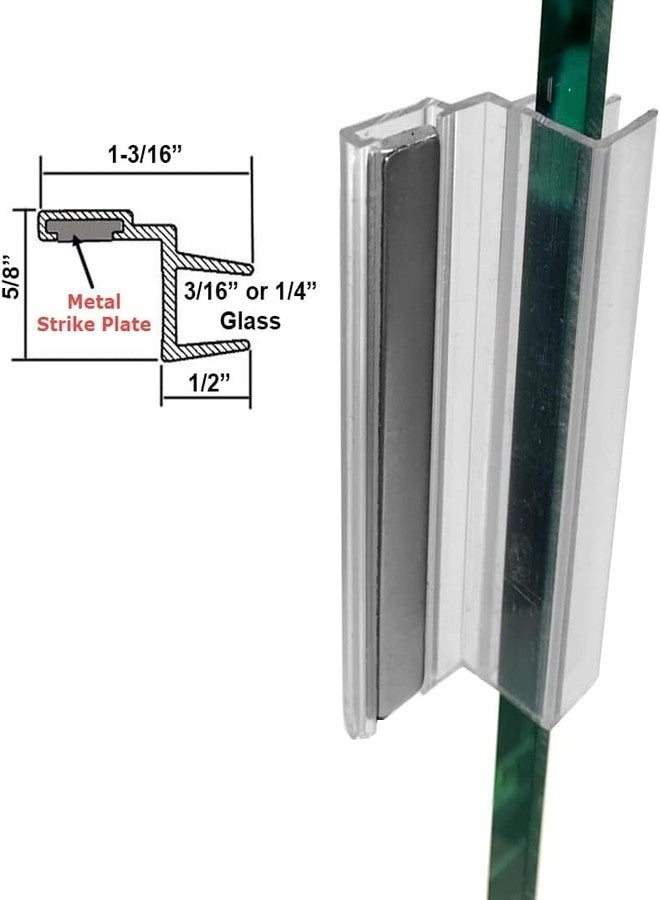 TechnologyLK Gordon Glass® Universal Clear Polycarbonate U-Channel with Stainless Steel Strike Plate for 3/16" and 1/4" Glass Shower Doors - Image 2