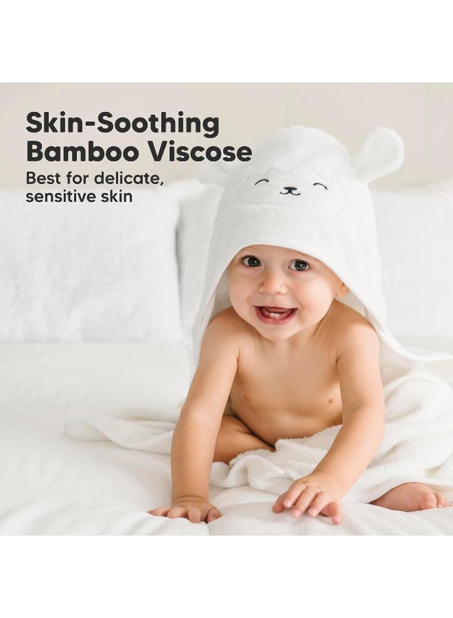 KeaBabies Baby Hooded Towel - Organic Bamboo Baby Bath Towels with Hood for Boys, Girls, Babies, Newborn Boys, Toddler (Lamb) - Image 3