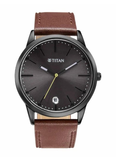 Elmnt Anthracite Dial Leather Strap Watch