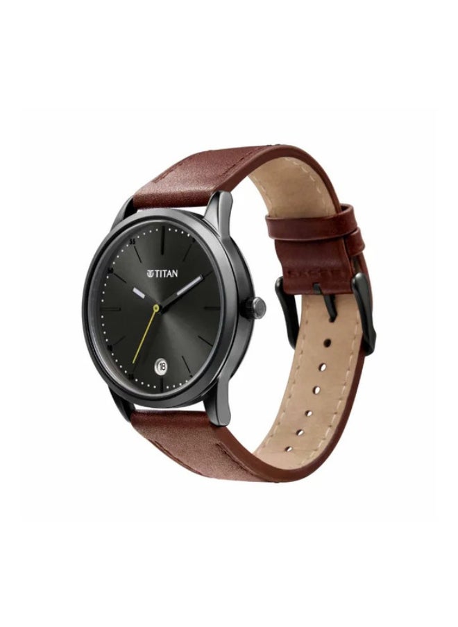 TITAN Elmnt Anthracite Dial Leather Strap Watch  - Image 2
