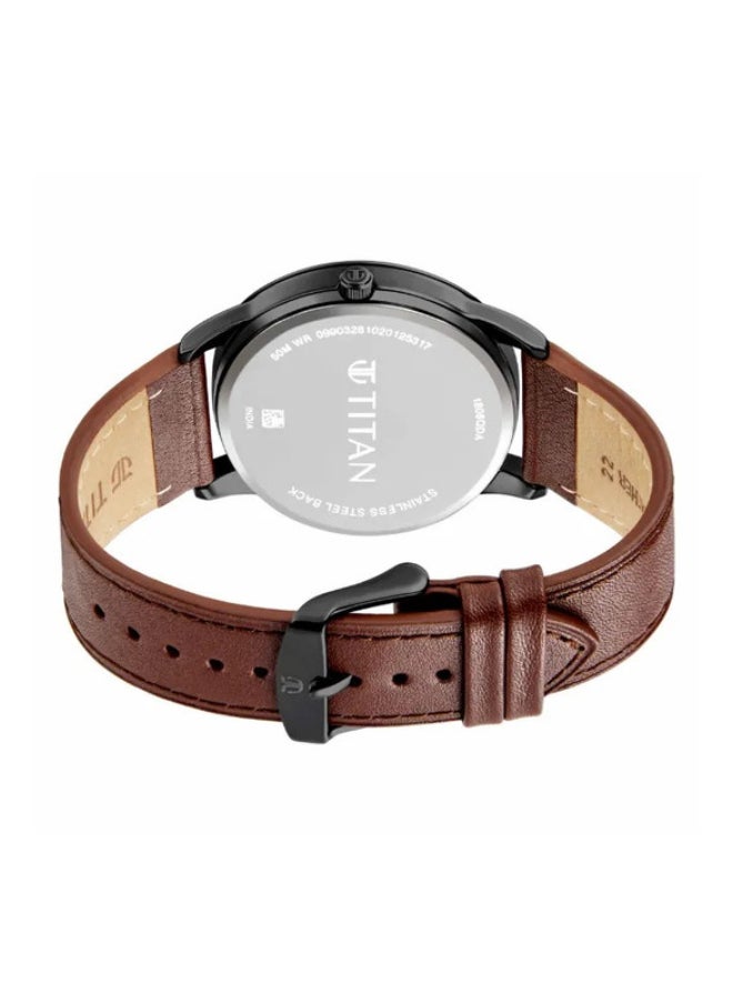 TITAN Elmnt Anthracite Dial Leather Strap Watch  - Image 3