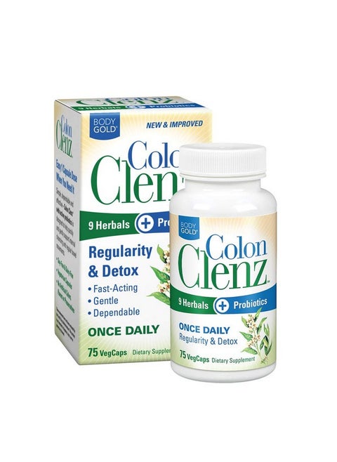 Colon Clenz Regularity & Detox Formula | Once Daily Support With 9 Herbs + Active Probiotics | 75 Ct