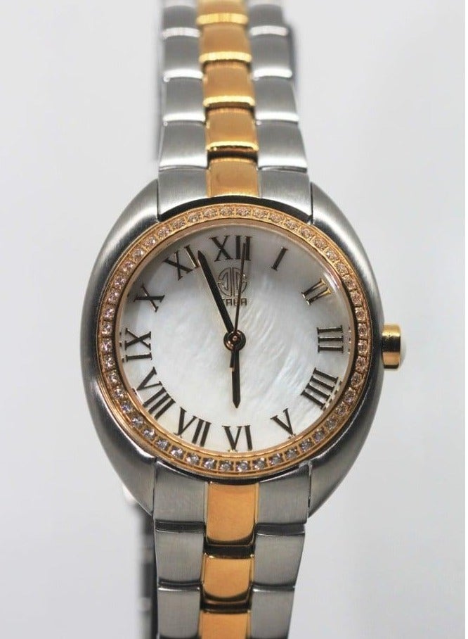 CABA Women's Watch, Elegant Design, Roman Numerals, Studded with Zircon Stones, Waterproof, Stainless Steel Bracelet, Gold&Silver - 3106889SL-3 - Image 5