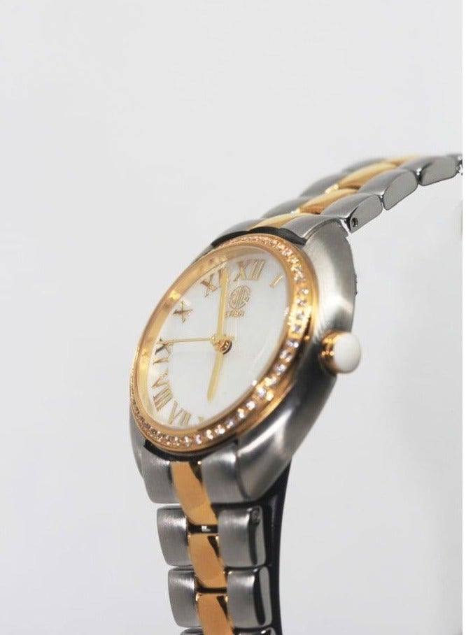 CABA Women's Watch, Elegant Design, Roman Numerals, Studded with Zircon Stones, Waterproof, Stainless Steel Bracelet, Gold&Silver - 3106889SL-3 - Image 4