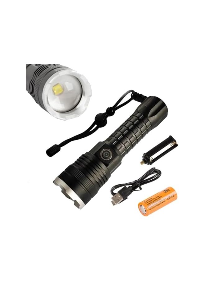 PROMASS promass P90 SuperLight Rechargeable Flashlight – 900,000 High Lumens, Powerful LED Tactical Flashlight with Zoomable Focus, 5 Modes, IPX7 Waterproof – Ideal for Camping, Hiking, and Emergencies  - Image 3