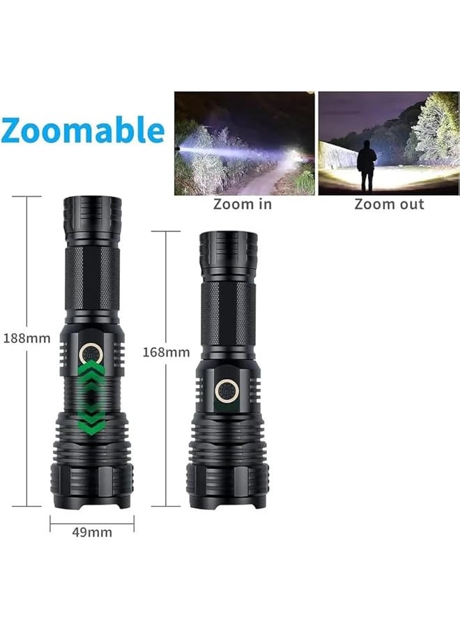 PROMASS promass P90 SuperLight Rechargeable Flashlight – 900,000 High Lumens, Powerful LED Tactical Flashlight with Zoomable Focus, 5 Modes, IPX7 Waterproof – Ideal for Camping, Hiking, and Emergencies  - Image 5