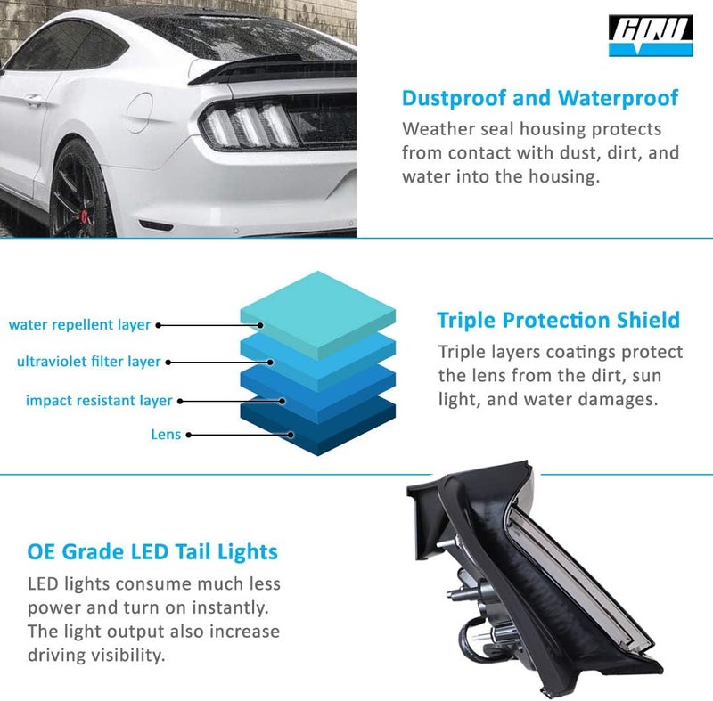 CPW Euro Style LED Tail Lights for 2015-2022 Ford Mustang - Sequential Plug & Play (Clear) - Image 4