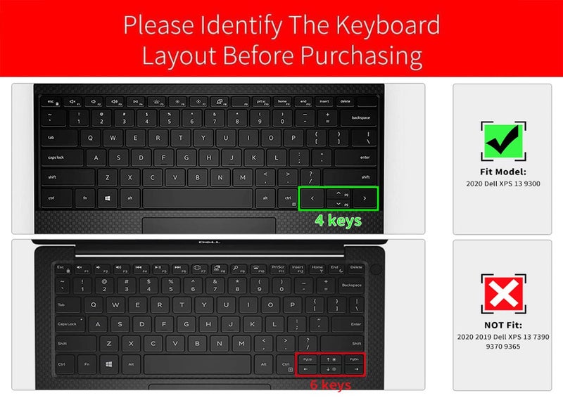 imComor Keyboard Cover for 2020 Dell New XPS 13 9300 9310 13.4 inch Laptop Keyboard Cover Protective Skin, Dell XPS 13 9300 9310 Accessories, New XPS 13 9300 9310 Standard Keyboard Skin, Black (US Layout) - Image 2