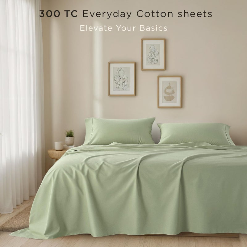 Threadmill Cotton Queen Sheet Set | 100% Cotton Sheets for Queen Size Bed | Solid Sateen Queen Bed Sheets Set with 16â€ Deep Pocket | Soft Breathable 4-Piece Cooling Bedding Sheet Set | Sage Green - Image 2