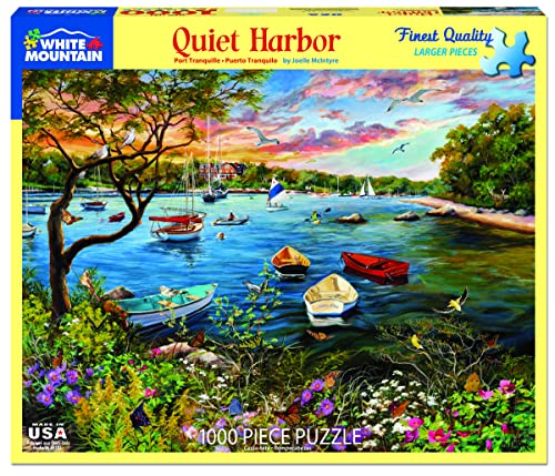 White Mountain 1000 Piece Jigsaw Puzzle Scenic Spring Sail Boat Puzzles with Large Pieces Gift for Adults and Family 24x30 Quiet Harbor - Image 5