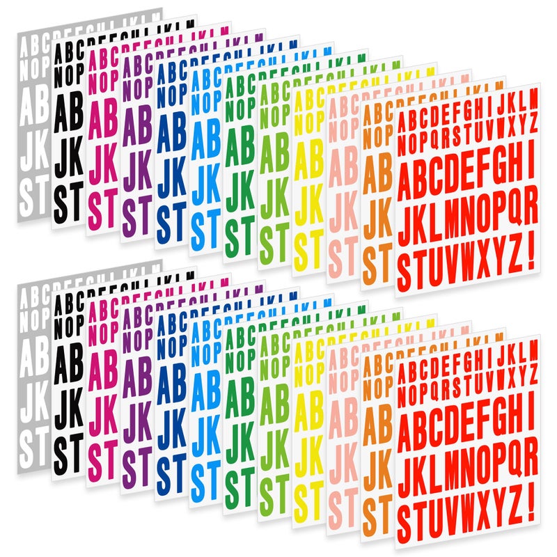 Metsyth 24 Sheets Letter Stickers 1272 Pcs Alphabet Sticker,1inch 2inch Self Adhesive Vinyl Letter Stickers Aesthetic Waterproof Decals for Scrapbooking,Water Bottles,Cup,Poster,Bulletin Board (Multicolor) - Image 1