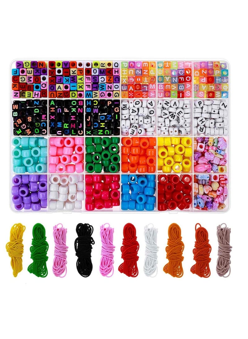KASTWAVE Bead Bracelet Making Kit Bead Friendship Bracelets Kit with Pony Beads Letter Beads Charm Beads and Elastic String for Bracelet and Jewelry Making DIY - Image 1