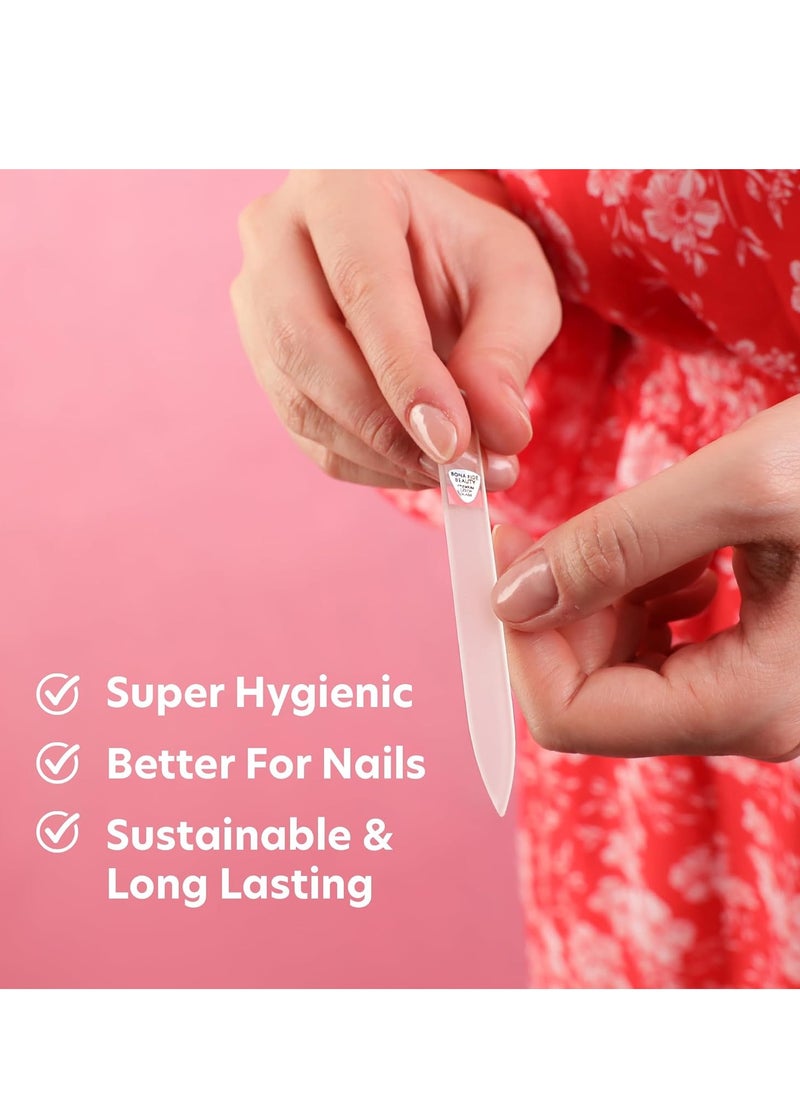 Bona Fide Beauty - Bona Fide Beauty Czech Glass Nail Files for Natural Nails (Clear) - 1Pc Crystal Nail Filer, Nano Glass File with Case Handcrafted in The Czech Republic - Image 1