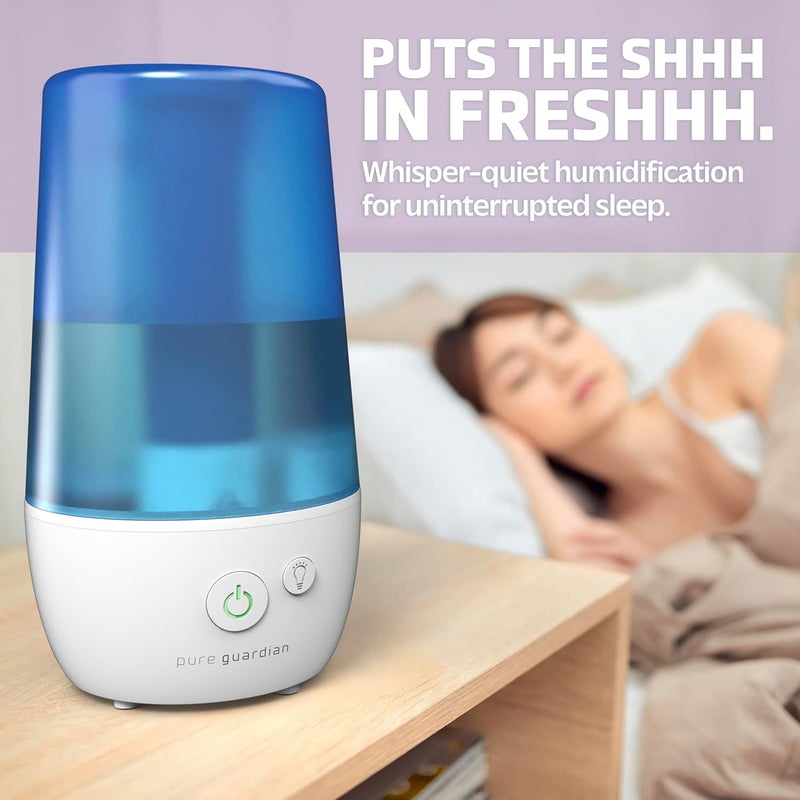 PureGuardian PureGuardian H965AR Ultrasonic Cool Mist Humidifier 70 Hrs Run Time 1 Gal Tank Capacity 320 Sq Ft Coverage Small Rooms Filter Free Silver Clean Treated Tank Includes Essential Oil Tray  - Image 4