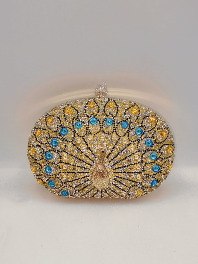 Selling Manufacturers Shiny Diamond Round Clip-On Handbag Ladies Evening Bag Bride Bag With Chain - Image 1