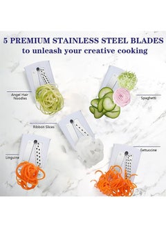 Garlo 5-Blade Vegetable Spiralizer: Strongest Spiral Slicer, Best Veggie Pasta Spaghetti Maker for Low Carb/Paleo/Gluten-Free/Vegan Meals, With Extra Blade Caddy  - Image 4