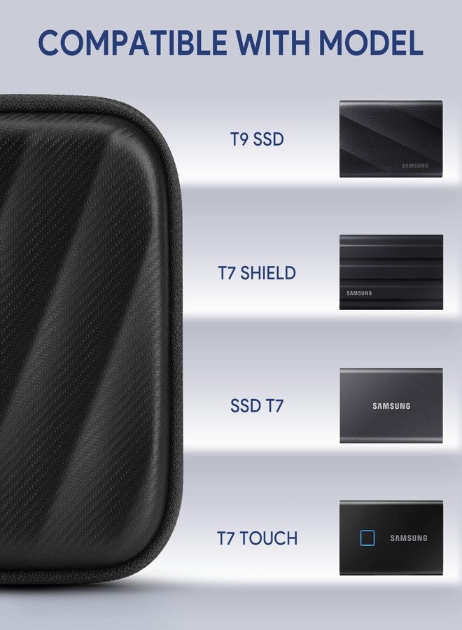 SQERO SSD Hard Case Compatible with Samsung T9/T7 Shield/T7 Portable SSD Drive USB 4TB,2TB,1TB, Portable Travel Carrying Storage Protective Cover Bag (Black) - Image 3