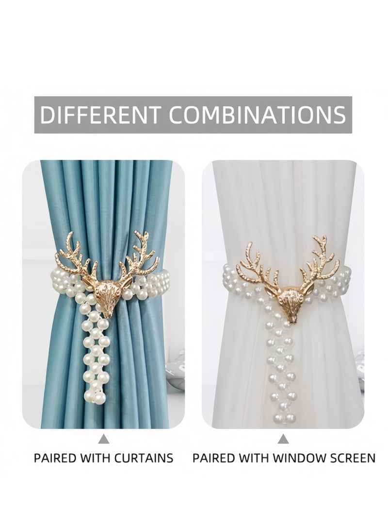 2pcs elk pearl curtain tie, curtain buckle, decorative rope holder, suitable for curtains, home, bedroom, office decorative curtains  - Image 3