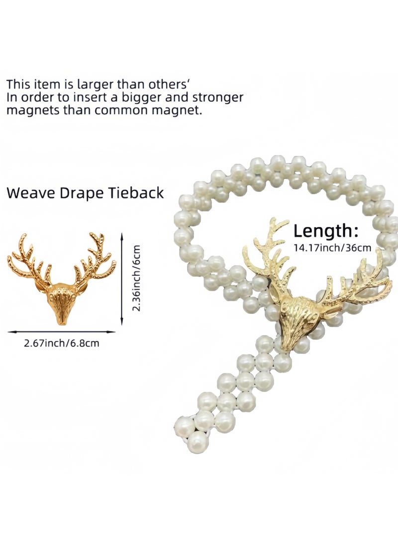 2pcs elk pearl curtain tie, curtain buckle, decorative rope holder, suitable for curtains, home, bedroom, office decorative curtains  - Image 5