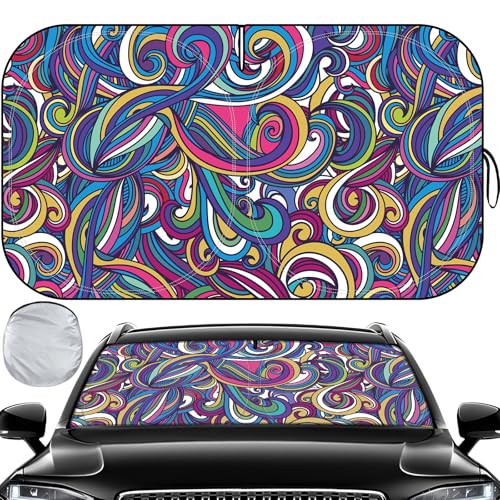 Clothclose Windshield Sun Shade Car Sun Shade Windshield Reflector Sunshade Offers Ultimate Protection for Car Interior Reflective Polyester Blocks Heat for Sedans Mini SUVs Hatchbacks 57 x 315 inches - Image 1