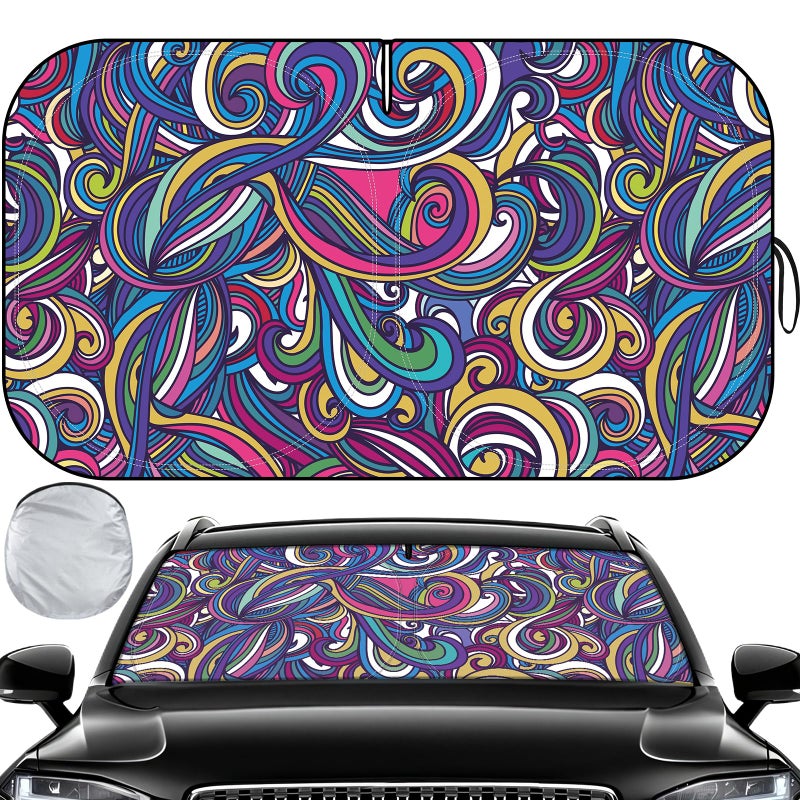 Clothclose Windshield Sun Shade Car Sun Shade Windshield Reflector Sunshade Offers Ultimate Protection for Car Interior Reflective Polyester Blocks Heat for Sedans Mini SUVs Hatchbacks 57 x 315 inches - Image 3