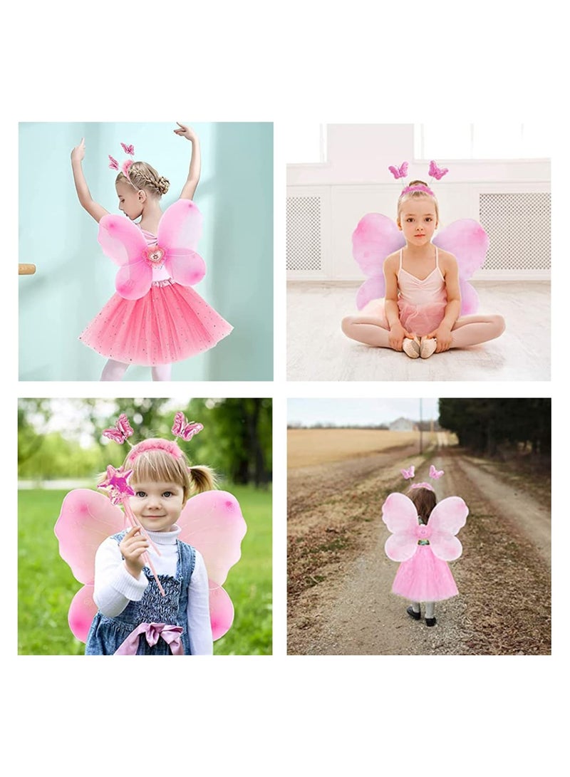 Captaintech Fairy Costume Set for Girls - Includes erfly Wings, Headband & Tutu Dress, Perfect for Birthday Parties & Holidays, Pack of 4 - Image 5