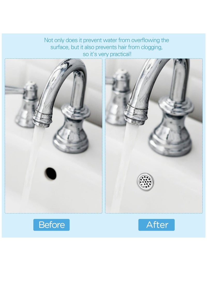 Sink Overflow Ring, Kitchen Bathroom Hole Round Cover Basin Trim Drain Cap Insert in Spares, 30mm Silver (4 Pieces Mesh-Type) - Image 4