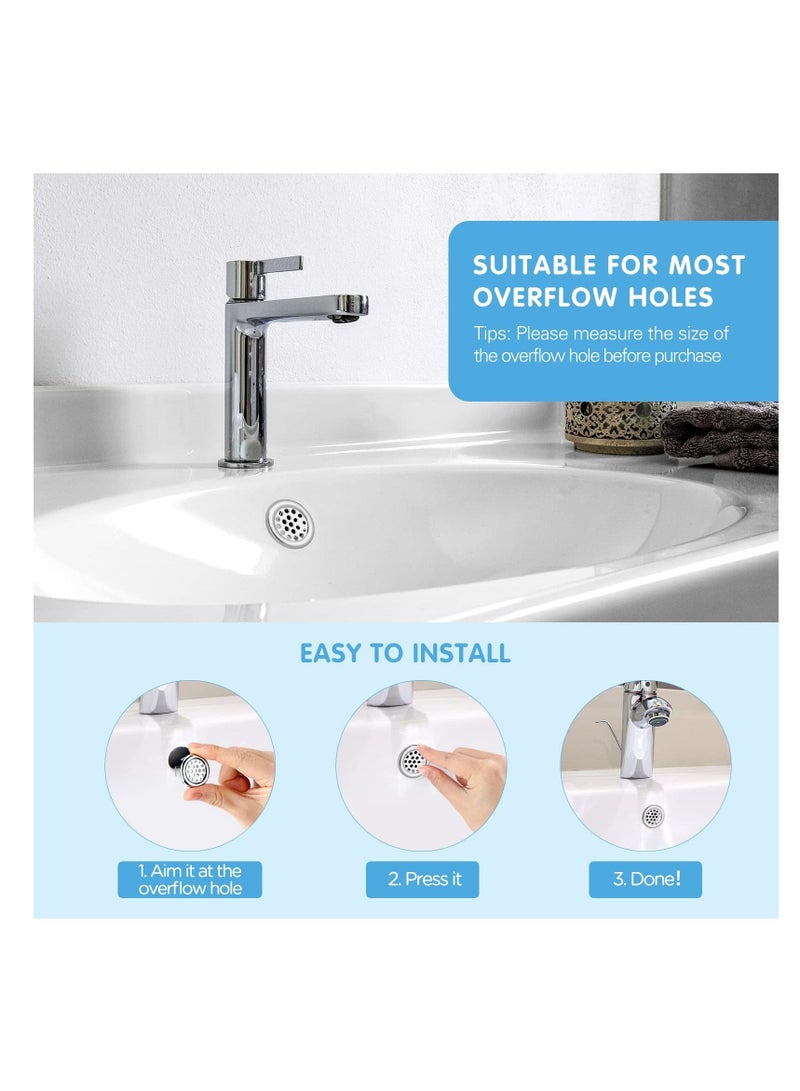 Sink Overflow Ring, Kitchen Bathroom Hole Round Cover Basin Trim Drain Cap Insert in Spares, 30mm Silver (4 Pieces Mesh-Type) - Image 3