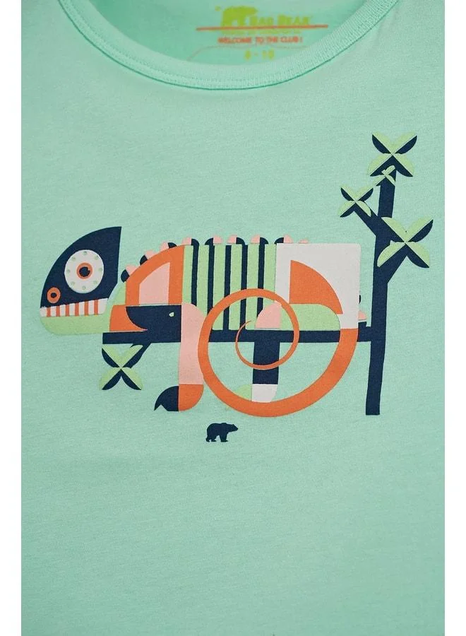 Bad Bear Jonah Green Printed Children's Tank Top.