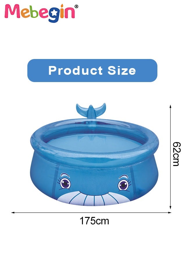 MEBEGIN 175*62cm Whale Shape Inflatable Swimming Pool, Thickened Inflatable Lounge Pool Ball Pit, Cool Summer Swimming Pool Game, Suitatble for Family Use, Outdoor, Garden, Backyard and Summer Water Party  - Image 3