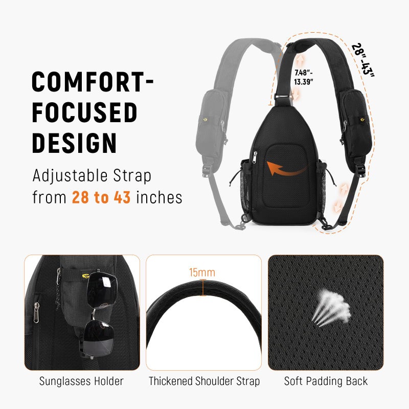 SKYSPER Sling Bag Anti-Theft Crossbody Bag RFID Travel Cross Body Shoulder Sling Backpack(Black) - Image 5