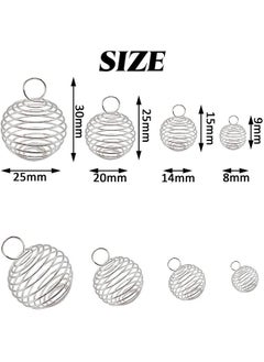 60Pcs Spiral Bead Cages Pendants With 60Pcs Chains 4 Sizes Silver Plated Spiral Stone Holder Necklace Cage Pendants For Necklaces Jewelry Making (8Mm 14Mm 20Mm 25Mm) - pzsku/ZF74FAEFEC4684F91A3A4Z/45/_/1724479708/b6589529-c775-46aa-a383-585c7d11ecd5