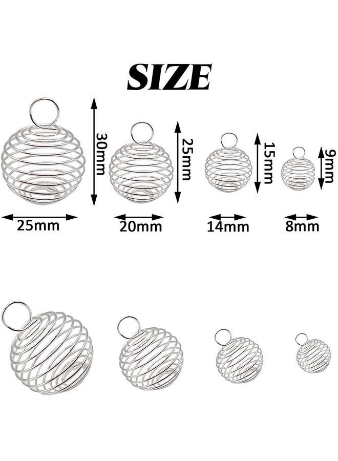 YOOHUA 60Pcs Spiral Bead Cages Pendants With 60Pcs Chains 4 Sizes Silver Plated Spiral Stone Holder Necklace Cage Pendants For Necklaces Jewelry Making (8Mm 14Mm 20Mm 25Mm) - Image 2