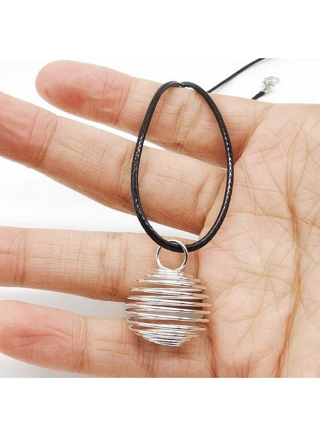 YOOHUA 60Pcs Spiral Bead Cages Pendants With 60Pcs Chains 4 Sizes Silver Plated Spiral Stone Holder Necklace Cage Pendants For Necklaces Jewelry Making (8Mm 14Mm 20Mm 25Mm) - Image 3