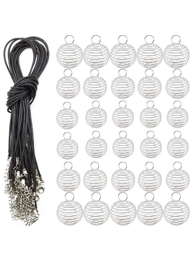 YOOHUA 60Pcs Spiral Bead Cages Pendants With 60Pcs Chains 4 Sizes Silver Plated Spiral Stone Holder Necklace Cage Pendants For Necklaces Jewelry Making (8Mm 14Mm 20Mm 25Mm) - Image 1