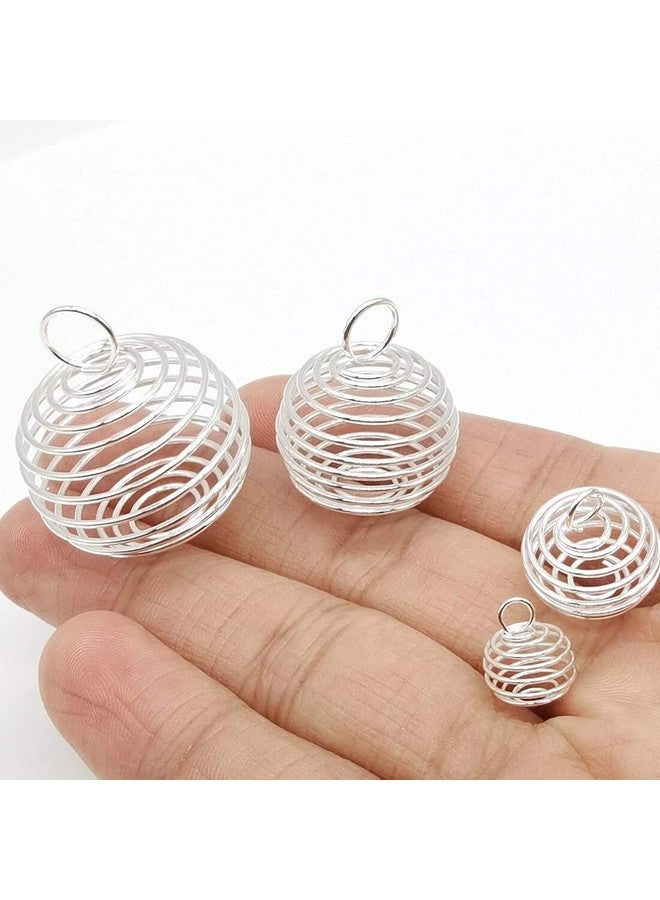 YOOHUA 60Pcs Spiral Bead Cages Pendants With 60Pcs Chains 4 Sizes Silver Plated Spiral Stone Holder Necklace Cage Pendants For Necklaces Jewelry Making (8Mm 14Mm 20Mm 25Mm) - Image 4