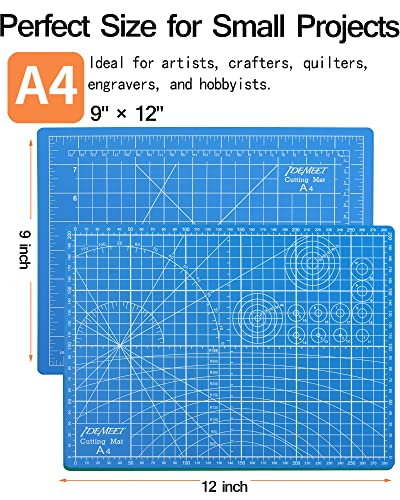 Idemeet Density-upgraded 9"x12" Self Healing Cutting Mat, Idemeet Rotary Sewing Mat for Crafts, 5-Ply Blade Table Protector Cut Board for Fabric Leather Cutting Quilting Modeling Hobby Project, A4, Blue - Image 2
