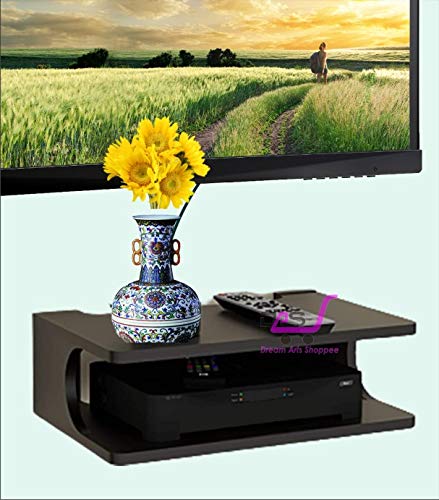 Dream Arts Shoppee Engineered Wood Set Top Box Stand TV Unit Wall Shelf and WiFi Modem Display Rack for Living Room ( Set of 1 ,Black) - Image 5