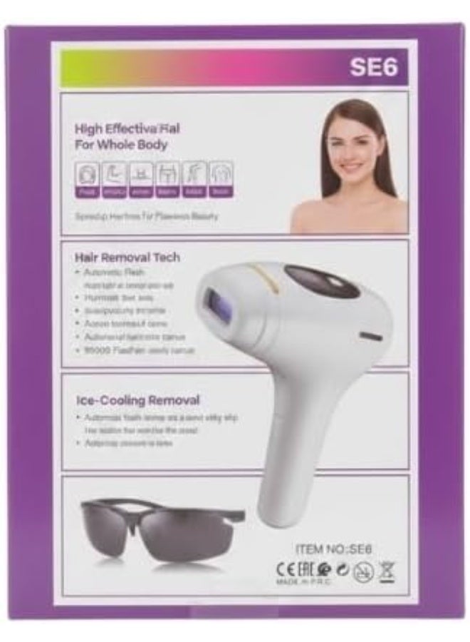 جهاز إزالة الشعر بالليزر  SE6 IPL – آلة إزالة الشعر الدائم للوجه والجسم مع شاشة LCD - Image 4