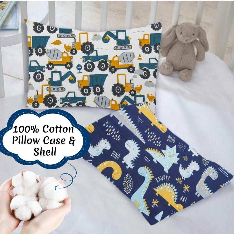 Aisawate Kid Toddler Pillowcase,2 Packs 100% Cotton Pillow Cover for Kids Bedding,14x20 Pillowslip Case Fits Pillows Sized 13x18 or 14x19,Envelope Closure Dinosaurs Trucks Travel Pillow Pillowcase - Image 4