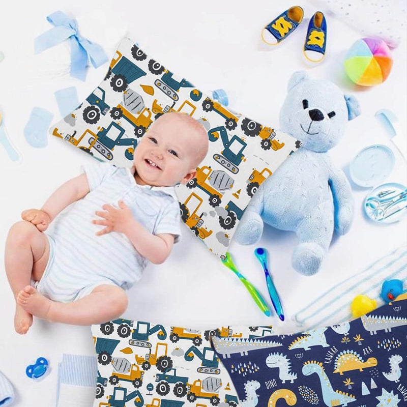 Aisawate Kid Toddler Pillowcase,2 Packs 100% Cotton Pillow Cover for Kids Bedding,14x20 Pillowslip Case Fits Pillows Sized 13x18 or 14x19,Envelope Closure Dinosaurs Trucks Travel Pillow Pillowcase - Image 2