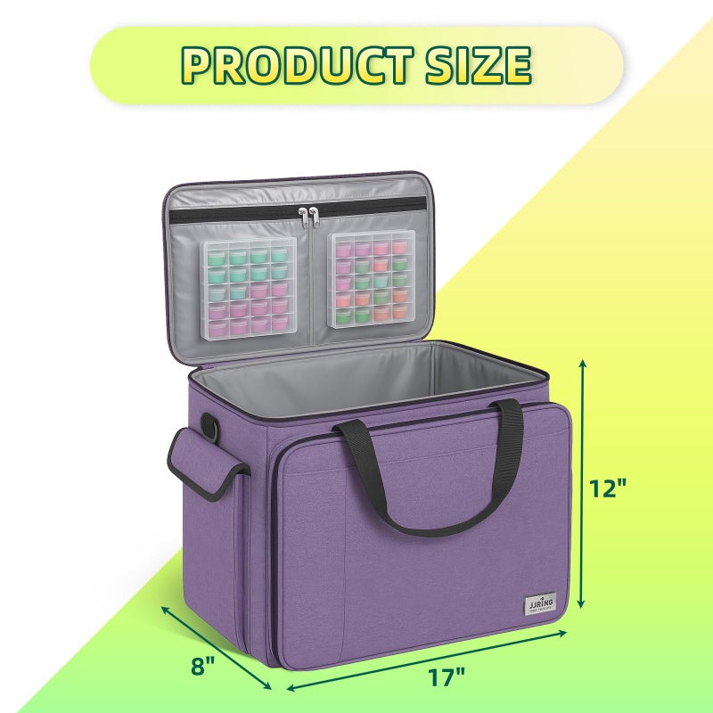 JJRING Sewing Machine Carrying Case, Portable Sewing Machine Bag with Shoulder Strap, Heavy Duty Sewing Machine Tote Suitable for Standard Sewing Machines, Purple - Image 2