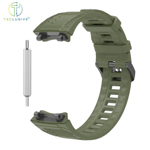 T TECLUSIVE حزام سيليكون ناعم T TECLUSIVE متوافق مع Amazfit T-Rex 3 | حزام سيليكون مطاطي قابل للتعديل مع أداة تركيب لـ T Rex 3 (أخضر) - Image 5