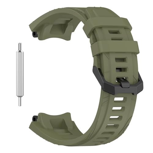 T TECLUSIVE حزام سيليكون ناعم T TECLUSIVE متوافق مع Amazfit T-Rex 3 | حزام سيليكون مطاطي قابل للتعديل مع أداة تركيب لـ T Rex 3 (أخضر) - Image 1
