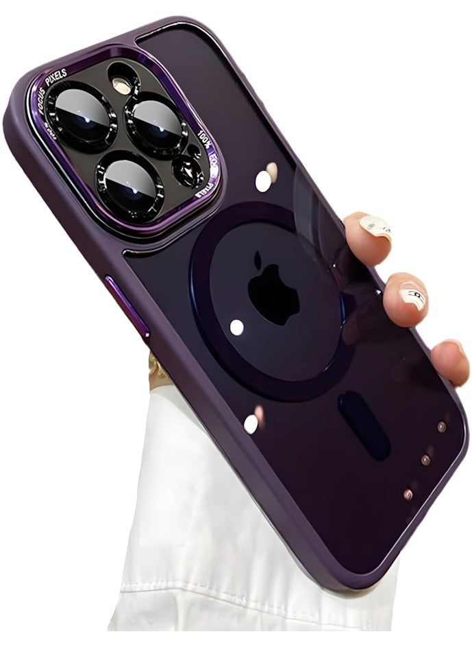 Premium Shockproof MagSafe Case for iPhone 16 Pro Max with Metal Camera Frame Lens Protector – Stylish Matte Magnetic Mobile Cover for Men, Women & Youth – Anti-Fingerprint, Camera Protection, Drop Resistant (Purple) - Image 1