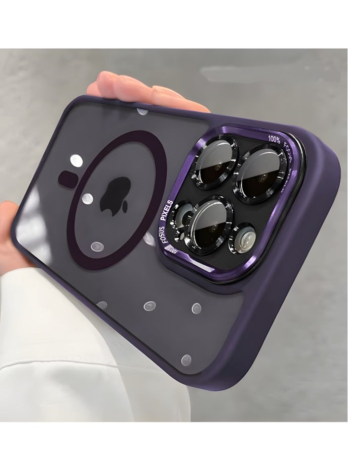 Premium Shockproof MagSafe Case for iPhone 16 Pro Max with Metal Camera Frame Lens Protector – Stylish Matte Magnetic Mobile Cover for Men, Women & Youth – Anti-Fingerprint, Camera Protection, Drop Resistant (Purple) - Image 2
