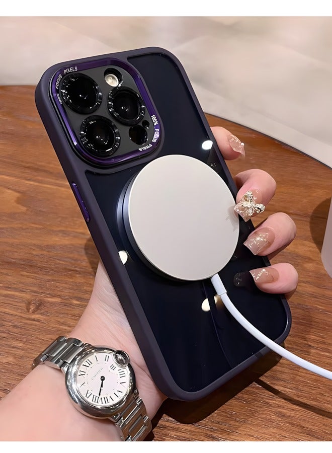 Premium Shockproof MagSafe Case for iPhone 16 Pro Max with Metal Camera Frame Lens Protector – Stylish Matte Magnetic Mobile Cover for Men, Women & Youth – Anti-Fingerprint, Camera Protection, Drop Resistant (Purple) - Image 4