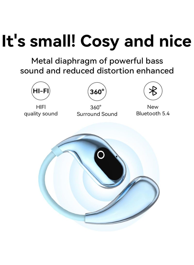 lekikpo Ear Headphones Wireless Bluetooth 5.4, OWS Earphones Wireless Earbuds with Earhooks and Mic, IPX5 Waterproof, 64H Range, Out of Ear Earbuds for Sports Running Workout Driving （Blue）  - Image 3