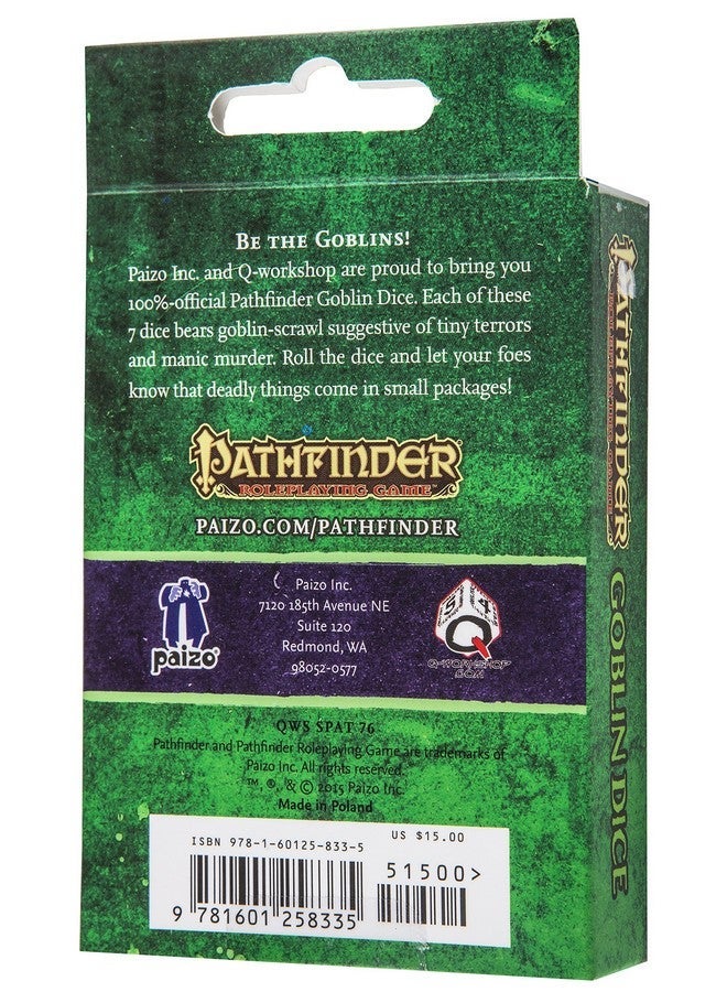 Q WORKSHOP Q-Workshop Pathfinder Rpg Goblin Purple & Green Ornamented Dice Set 7 Polyhedral Pieces (QWOPAT76) - Image 3